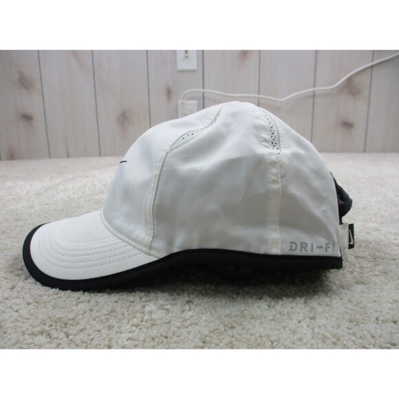 Nike Hat Cap Strap Back White Black Swoosh Lightweight Drifit Golf Golfer Mens * - Picture 5 of 12